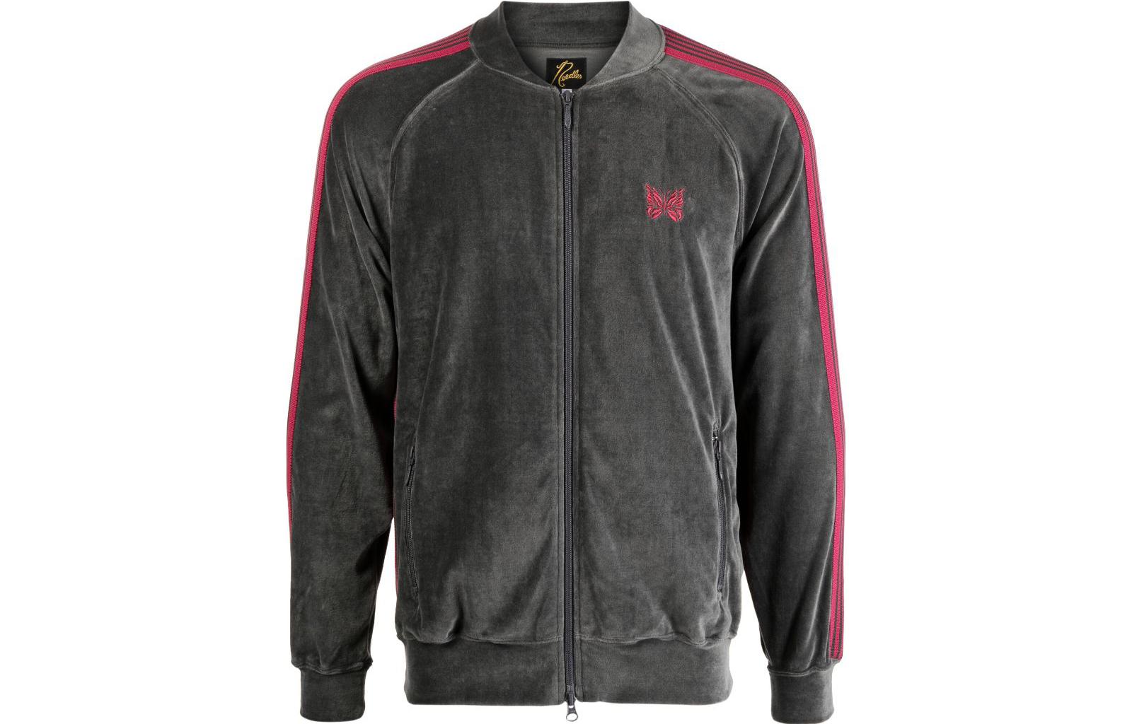 Needles Logo Printed Side Stripe Track Jacket - Dark Grey MR291M