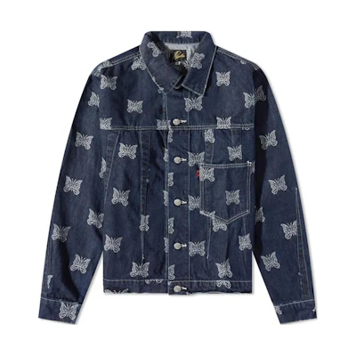 Needles Navy Blue Full Print Long Sleeve Jacket Unisex MR214INDIGO