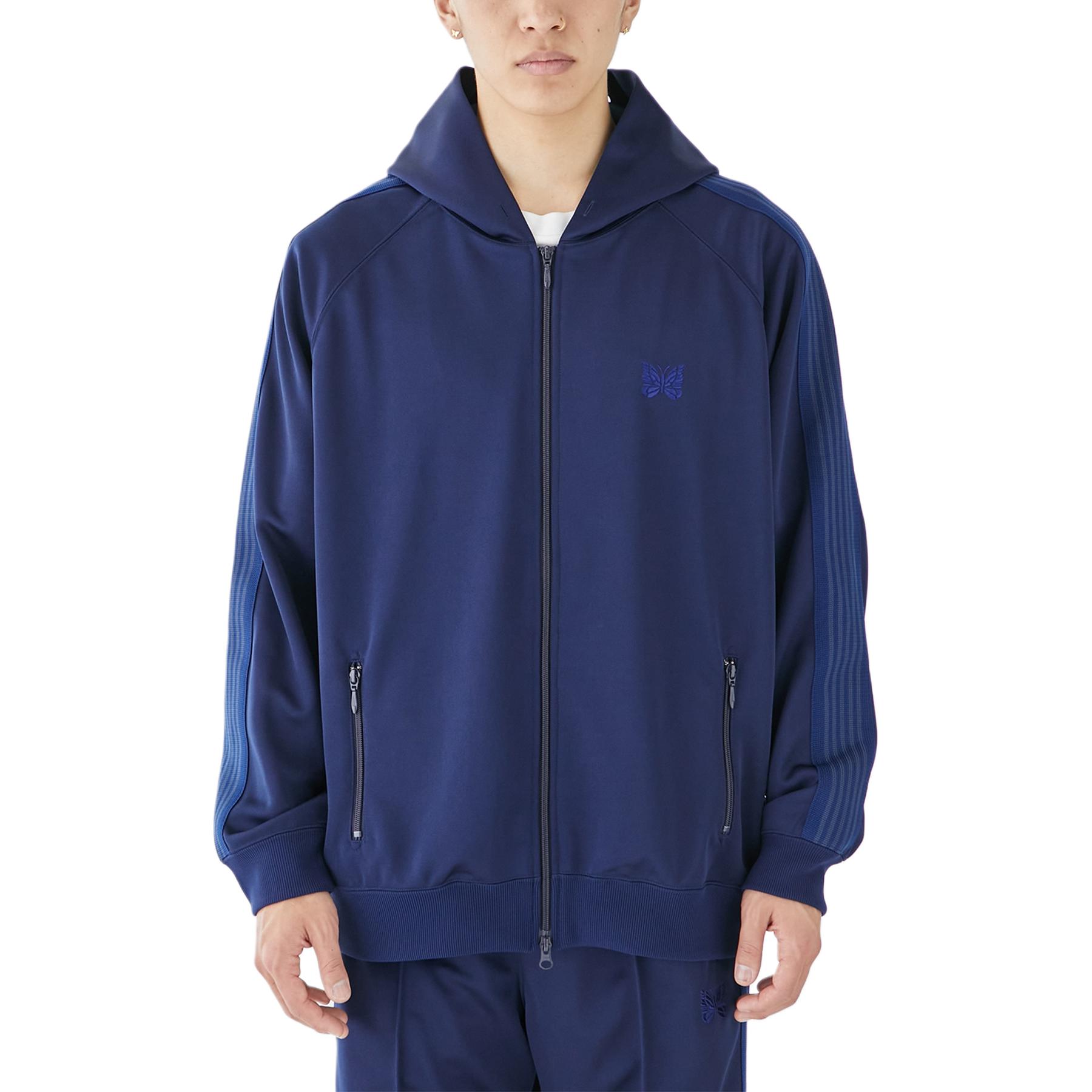 Needles Navy Butterfly Embroidered Zipper Hoodie Jacket OT1541