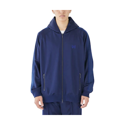 Needles Navy Butterfly Embroidered Zipper Hoodie Jacket OT1541