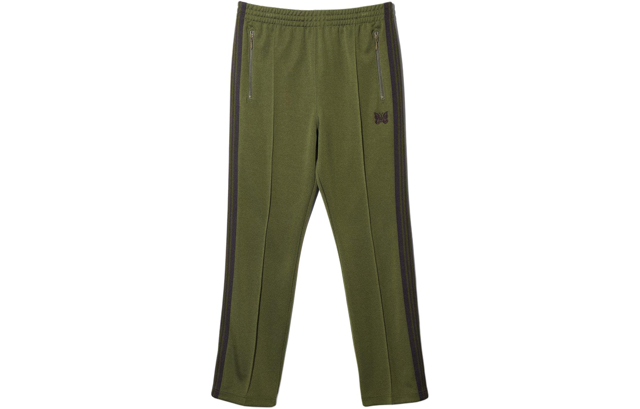 Needles Olive Butterfly Embroidered Straight-Leg Track Pants Unisex OT229B