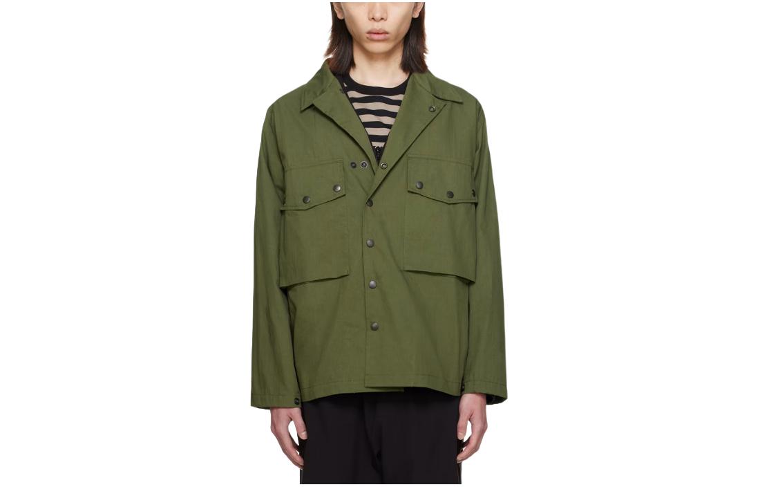 Needles Olive Single-Breasted Collar Casual Jacket 241821M180018