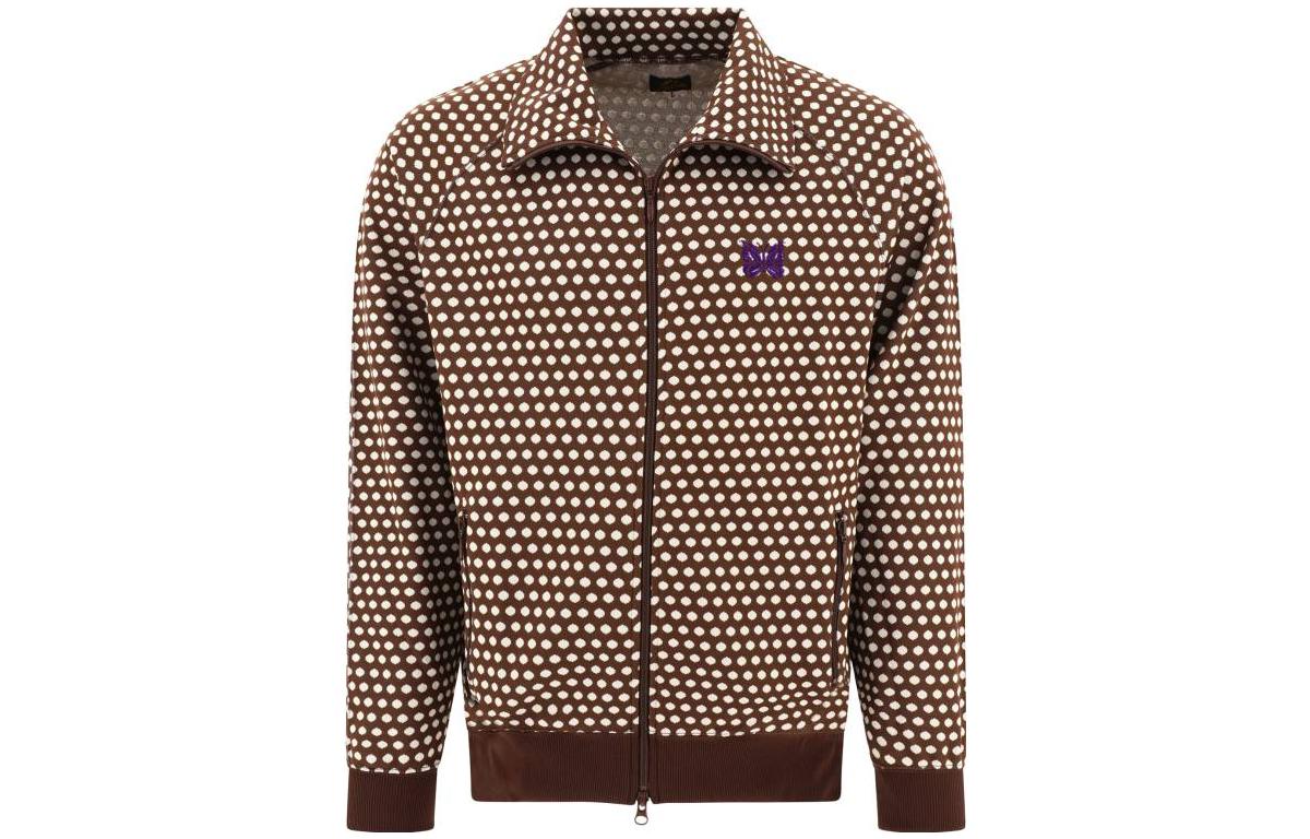 Needles Polka Dot Zip-Up Collared Long Sleeve Jacket Brown () MR282POLKADOTA
