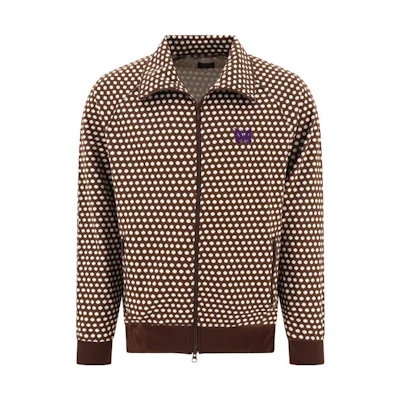 Needles Polka Dot Zip-Up Collared Long Sleeve Jacket Brown () MR282POLKADOTA