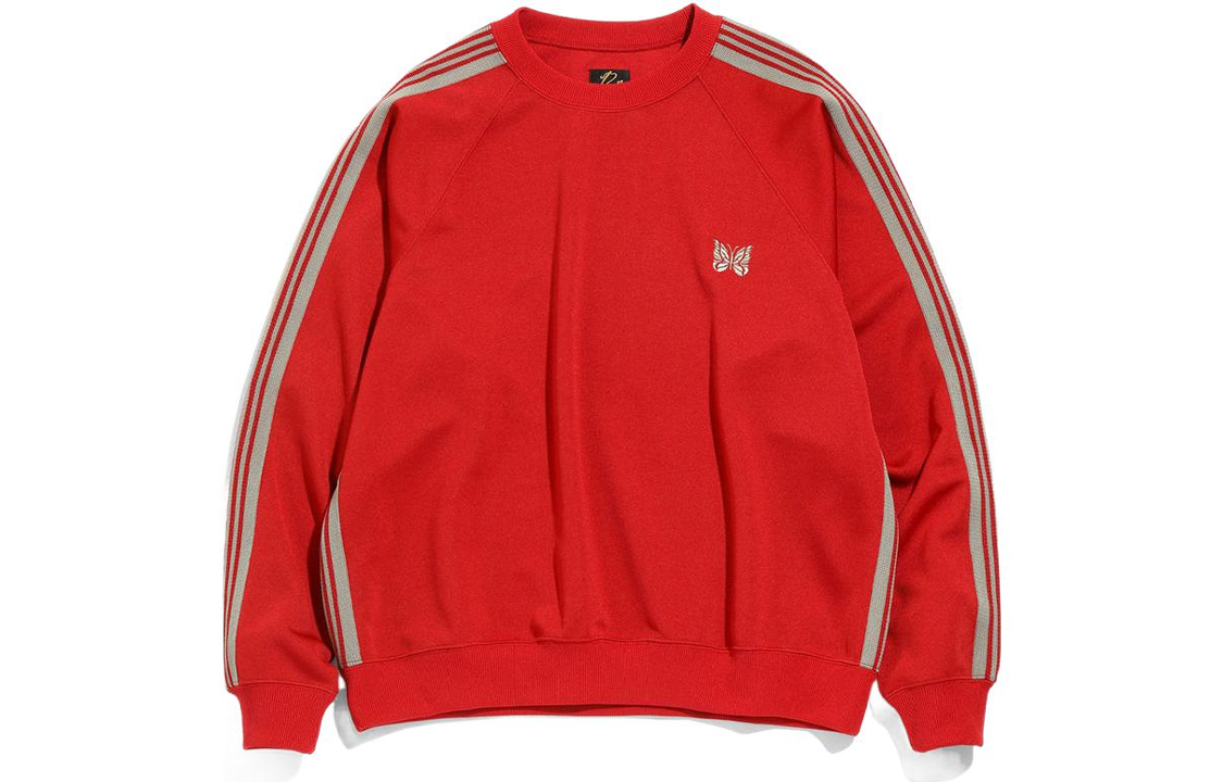 Needles Printed Striped Crewneck Sweatshirt Unisex Red KP219