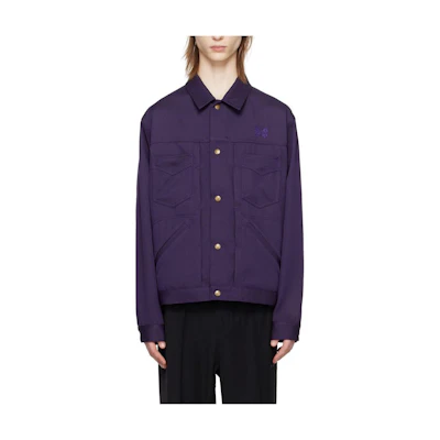 Needles Purple Embroidered Logo Button-Up Long-Sleeve Jacket 241821M180003