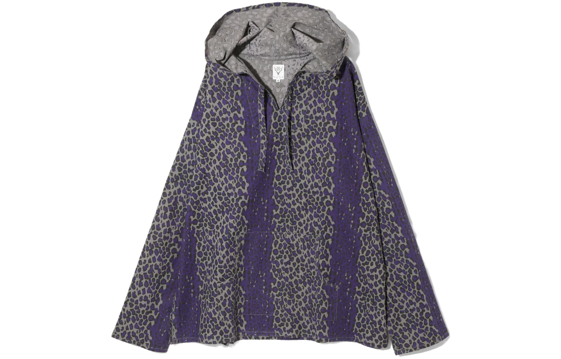 Needles Purple Leopard Print Oversized Hoodie NS801B
