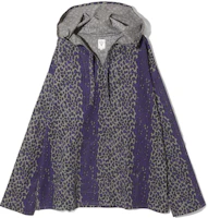 Needles Purple Leopard Print Oversized Hoodie NS801B Needles Purple Leopard Print Oversized Hoodie NS801B