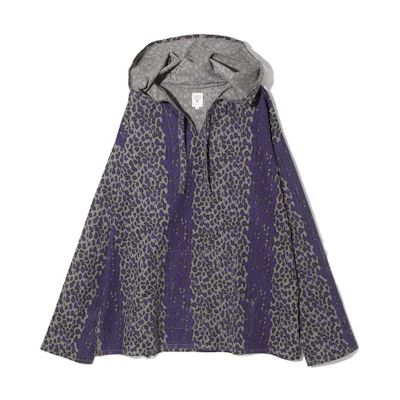 Needles Purple Leopard Print Oversized Hoodie NS801B