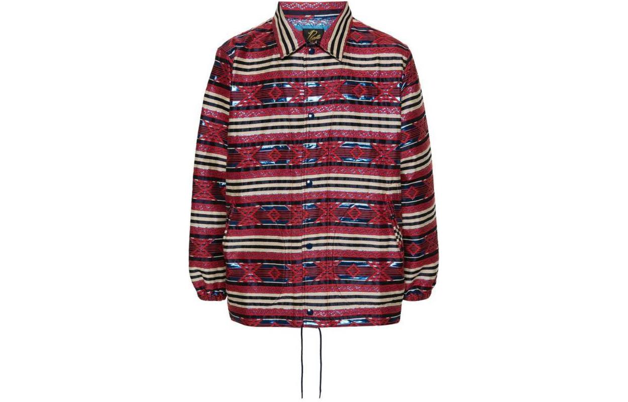 Needles Red Striped Collar Slim Fit Long Sleeve Jacket for Men OT116REDBL