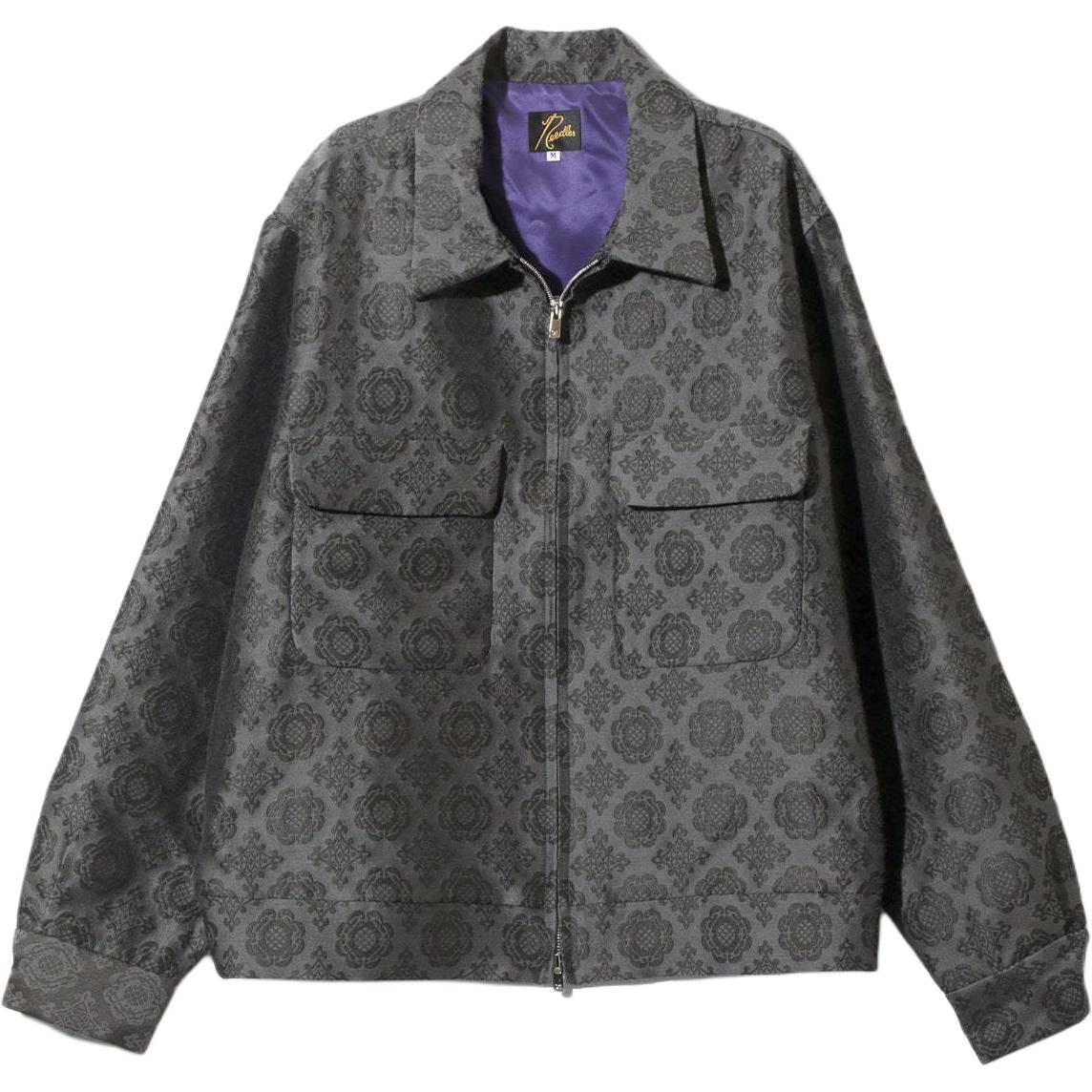 Needles Short Geometric Zip-Up Jacket Unisex - Dark Gray PU134B