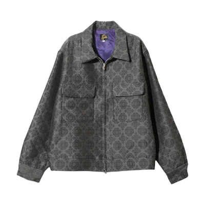Needles Short Geometric Zip-Up Jacket Unisex - Dark Gray PU134B