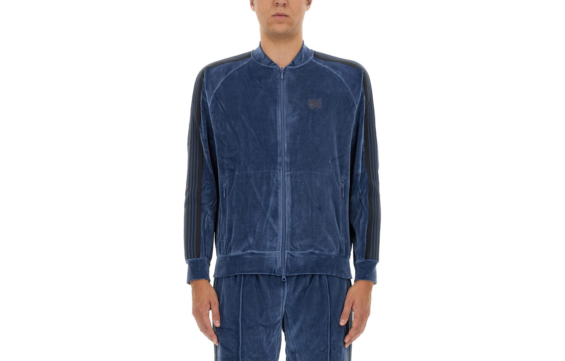 Needles Slim Fit Blue Logo Zip-Up Jacket NS251BLUE