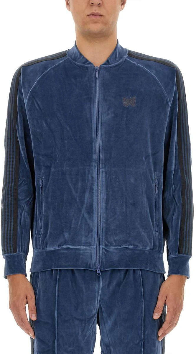needles-slim-fit-blue-logo-zip-up-jacket-ns-251-blue