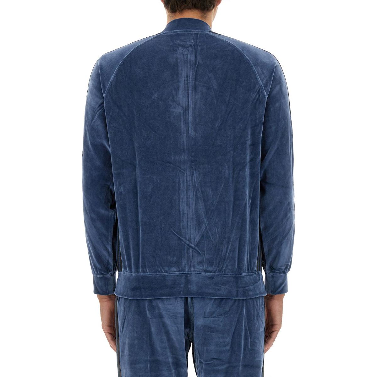 Shop Needles Slim Fit Blue Logo Zip-Up Jacket NS251BLUE