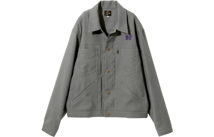 Needles Solid Animal Print Button-Up Jacket Grey - Long Sleeve Outerwear MR224B