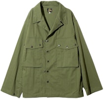 Needles Solid Color Pocket Button-Up Jacket Green Unisex OT092A Needles Solid Color Pocket Button-Up Jacket Green Unisex OT092A