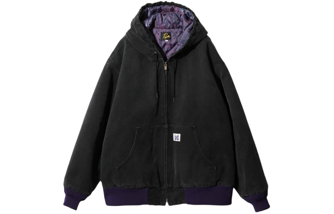 Needles Solid Color Zip-Up Hoodie Jacket Unisex Black NS158B