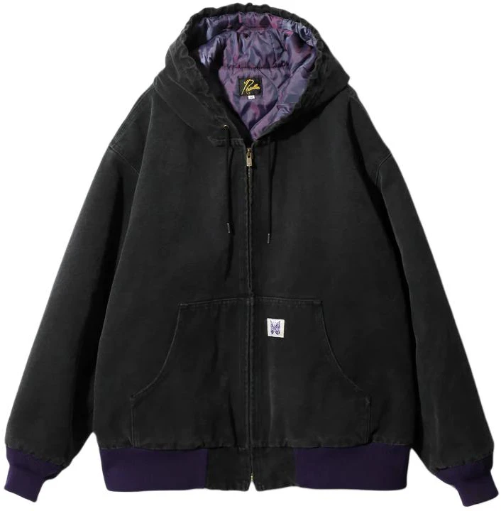 needles-solid-color-zip-up-hoodie-jacket-unisex-black-ns-158-b