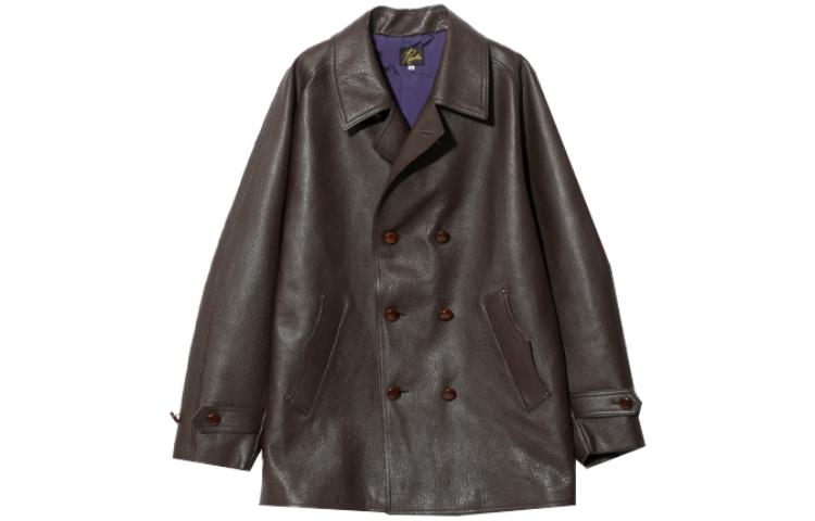 Needles Solid Double-Breasted Relaxed Fit Jacket Brown - Long Sleeve NS077A