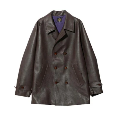 Needles Solid Double-Breasted Relaxed Fit Jacket Brown - Long Sleeve NS077A