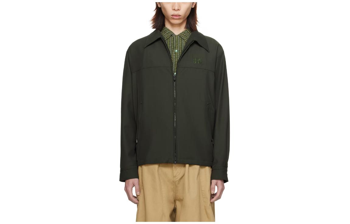 Needles Solid Embroidered Two-Way Zipper Jacket Green 241821M180012