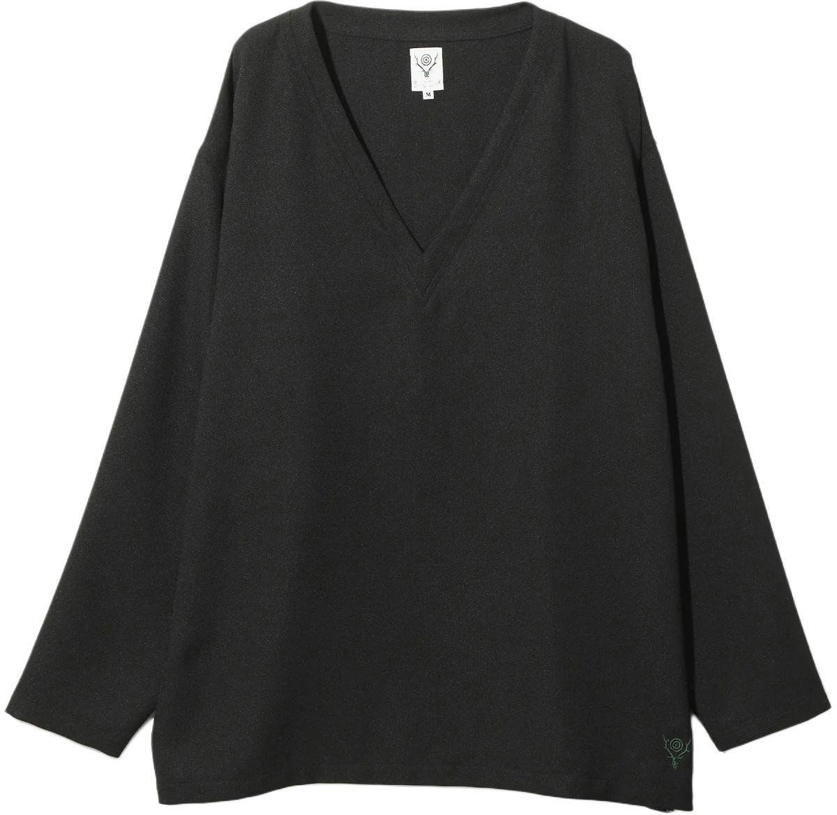 needles-solid-v-neck-pullover-oversized-sweatshirt-unisex-black-ot-512-d