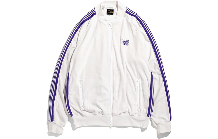 Needles SS21 Butterfly Embroidered Velvet Loose Jacket White IN185A