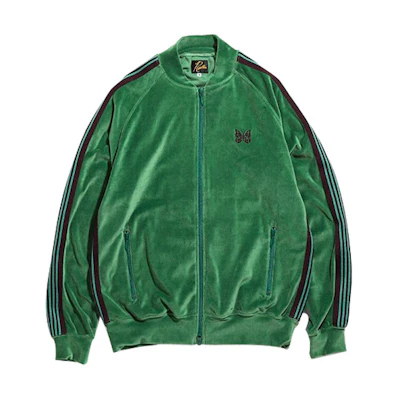 Needles SS21 Butterfly Embroidered Velvet Track Jacket Green () IN185B
