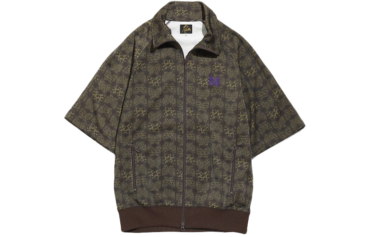 Needles SS21 Butterfly Print Short Sleeve Jacket Brown IN405A