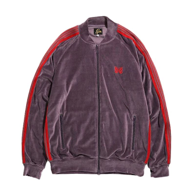 Needles SS21 Purple Velvet Bomber Jacket with Butterfly Embroidery IN185C
