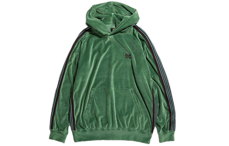 Needles SS21 Striped Butterfly Embroidered Hoodie Green Unisex IN186B