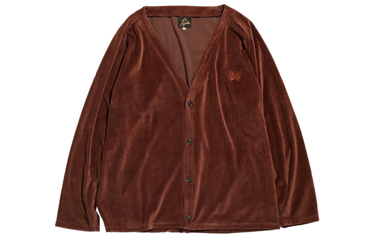 Needles SS21 Velvet Butterfly Embroidered Cardigan Jacket Brown Unisex IN200B