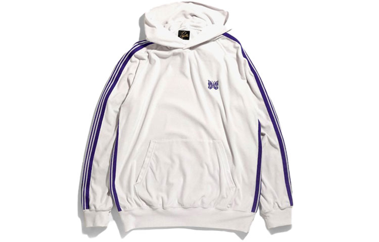 Order Needles SS21 Velvet Striped Track Sweatshirt Unisex White IN186A