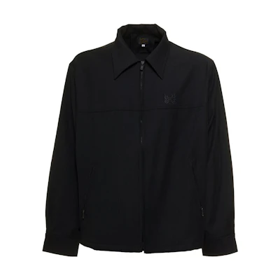 Needles SS22 Black Zip-Up Sweatshirt Jacket with Logo Embroidery for Men KP125DBLACK