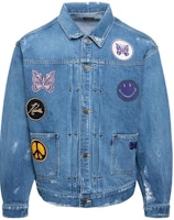 Needles SS22 Butterfly Smiley Print Denim Jacket Blue Mens KP137000INDIGO Needles SS22 Butterfly Smiley Print Denim Jacket Blue Mens KP137000INDIGO