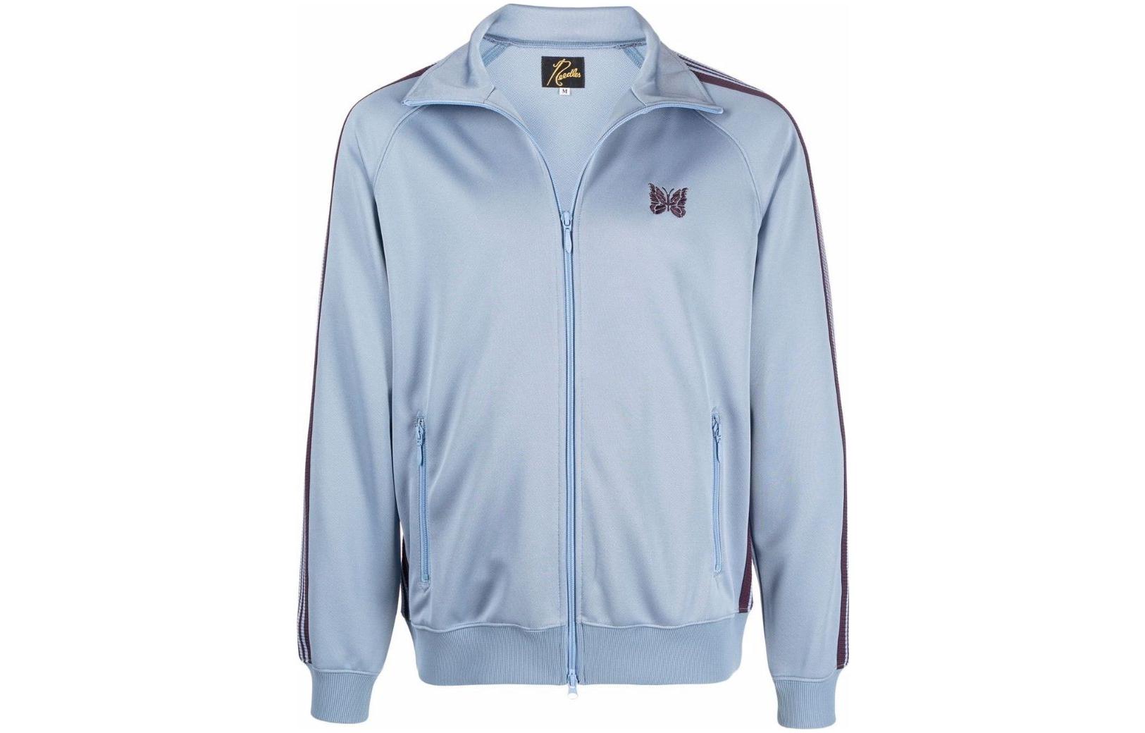 Needles SS22 Embroidered Logo High Neck Zip Track Jacket Blue () KP218SAXBLUE