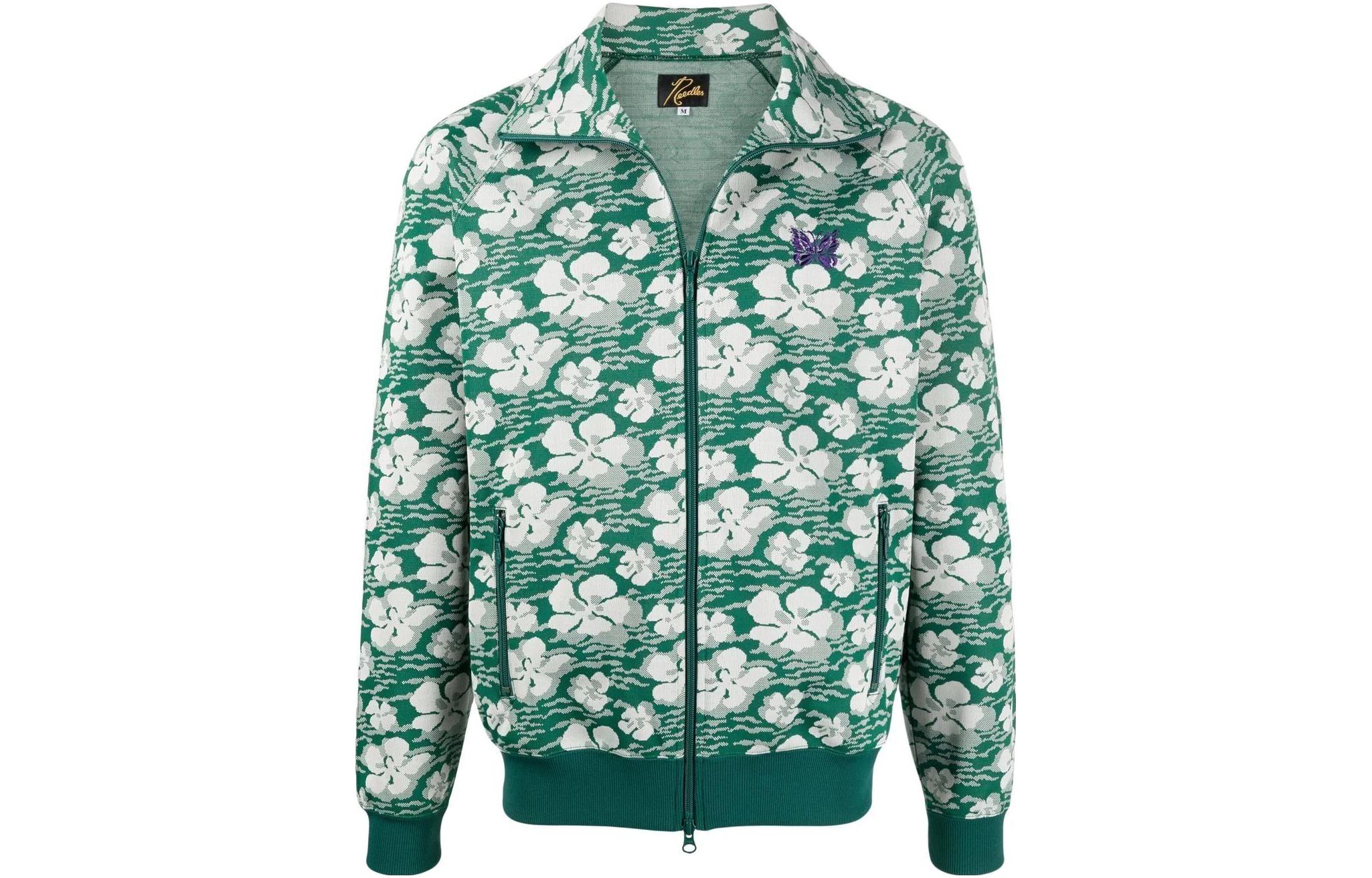 Needles SS22 Floral Print Zip Jacket Green KP212FLORAL