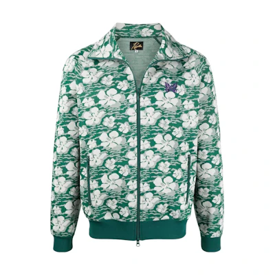 Needles SS22 Floral Print Zip Jacket Green KP212FLORAL