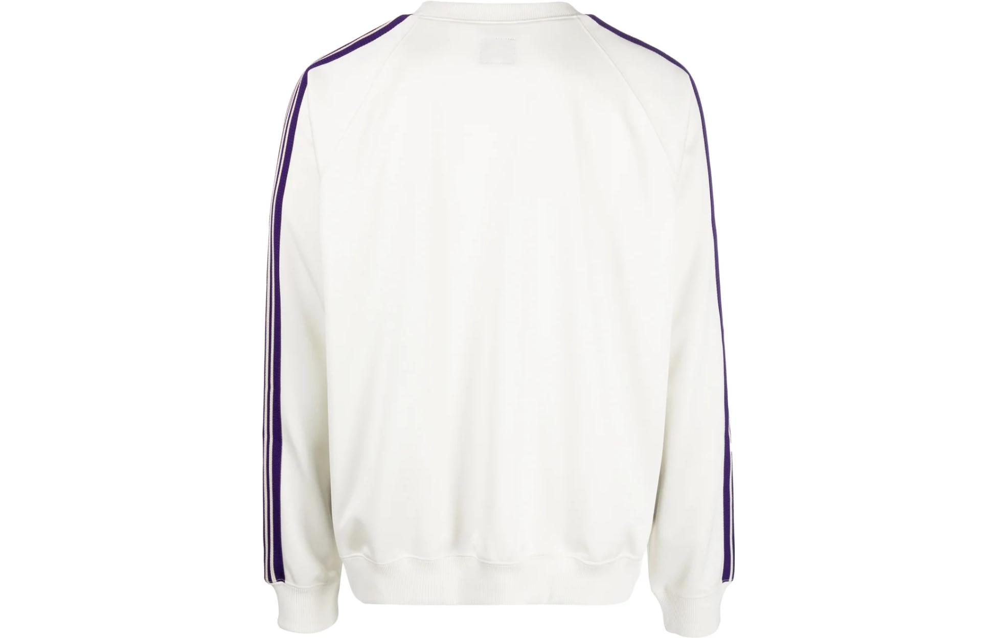 Lookbook Needles SS23 條紋細節圓領套頭衫 白色 MR285-ICWHI