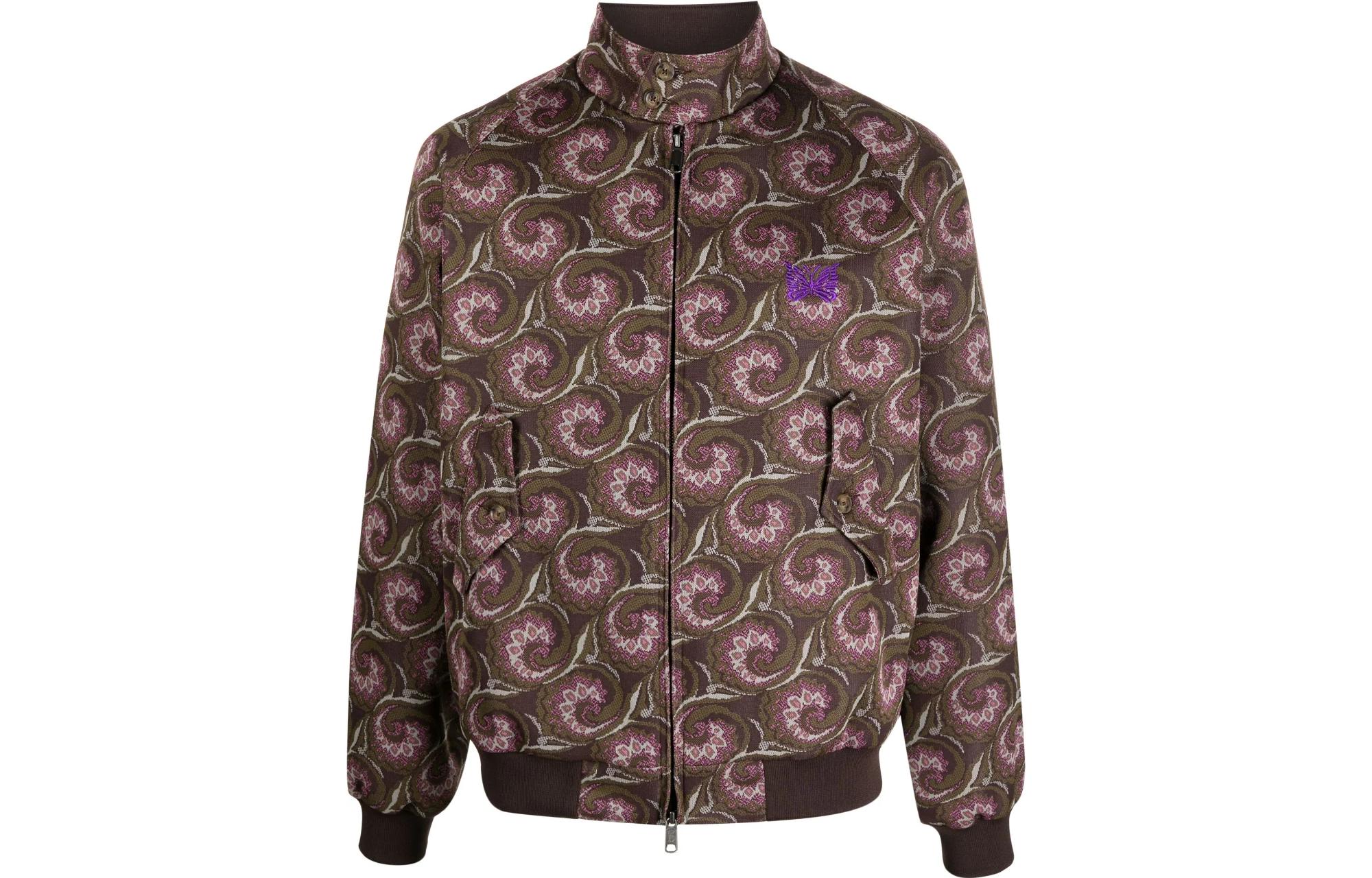 Needles SS23 All-Over Print Zip-Up Jacket Chocolate Brown BRCPS0961-UT2676-700