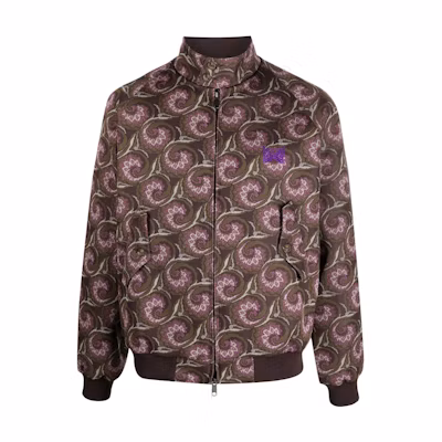 Needles SS23 All-Over Print Zip-Up Jacket Chocolate Brown BRCPS0961-UT2676-700