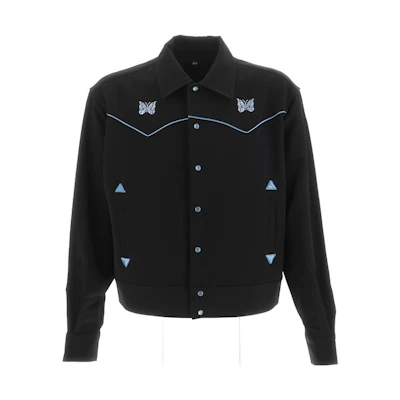 Needles SS23 Black Collared Standard Sleeve Jacket MR201000BLACK