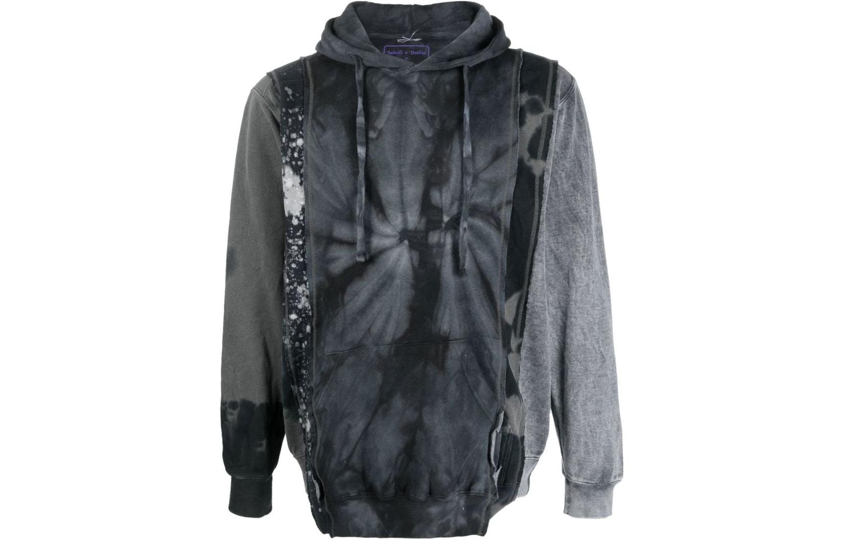 Needles SS23 Bleach Effect Drawstring Hoodie Grey () LQ315