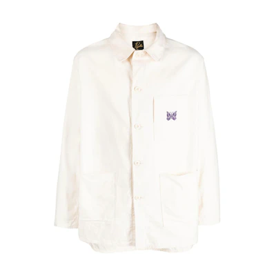 Needles SS23 Butterfly Embroidered Pocket Shirt Jacket Off-White MR220-WHX