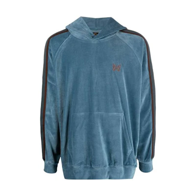 Needles SS23 Butterfly Embroidered Side Stripe Hoodie Blue () MR292-BLUGR
