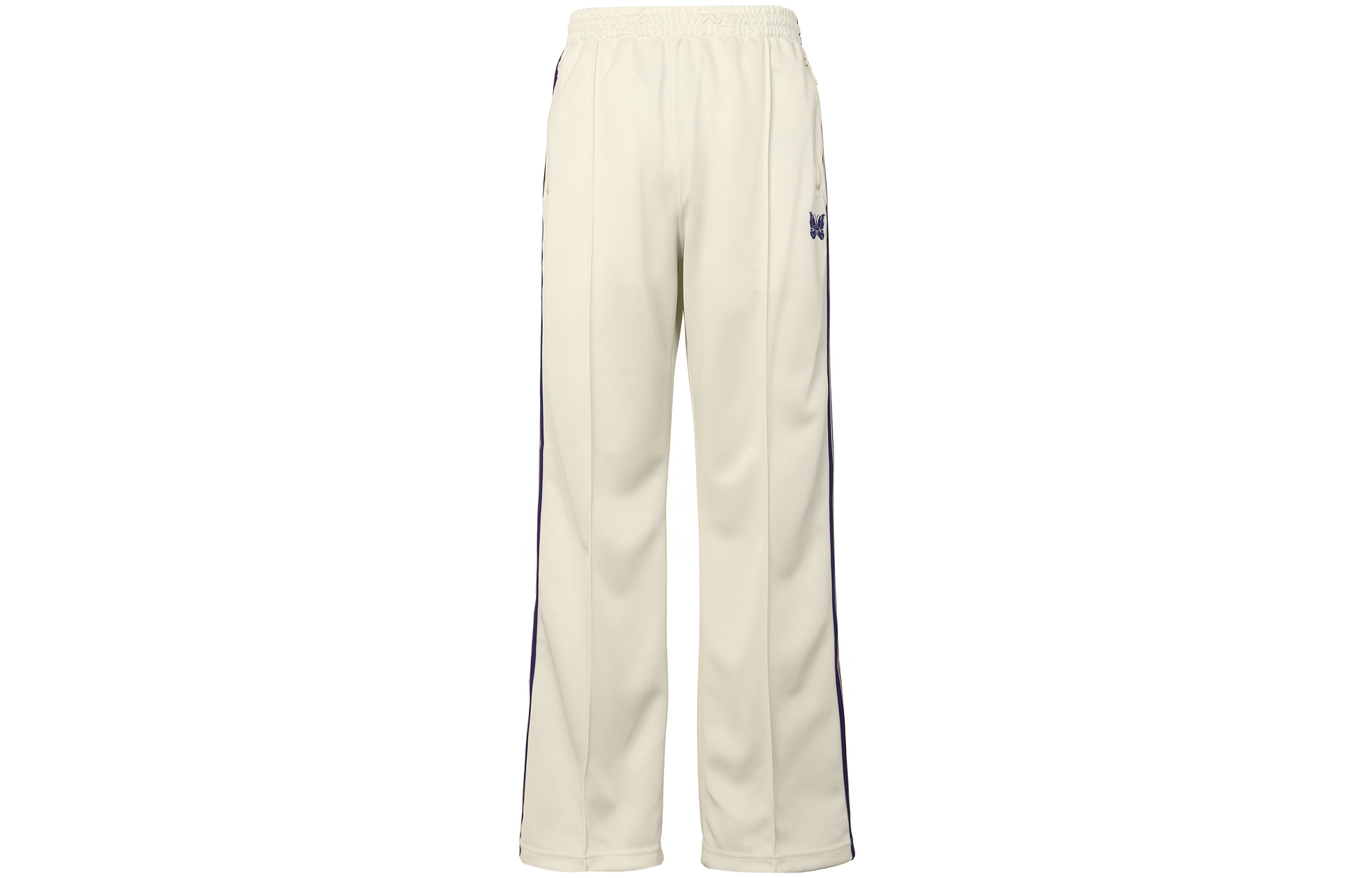 Needles SS23 Butterfly Embroidered Track Pants Ice White Mens Retro Style. MR288A-Clothing