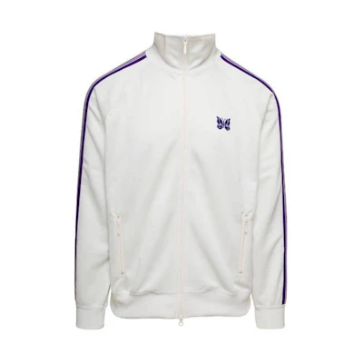 Needles SS23 Butterfly Embroidered Vintage Stripe Zip Jacket White Men’s MR284ALCEWHITEA