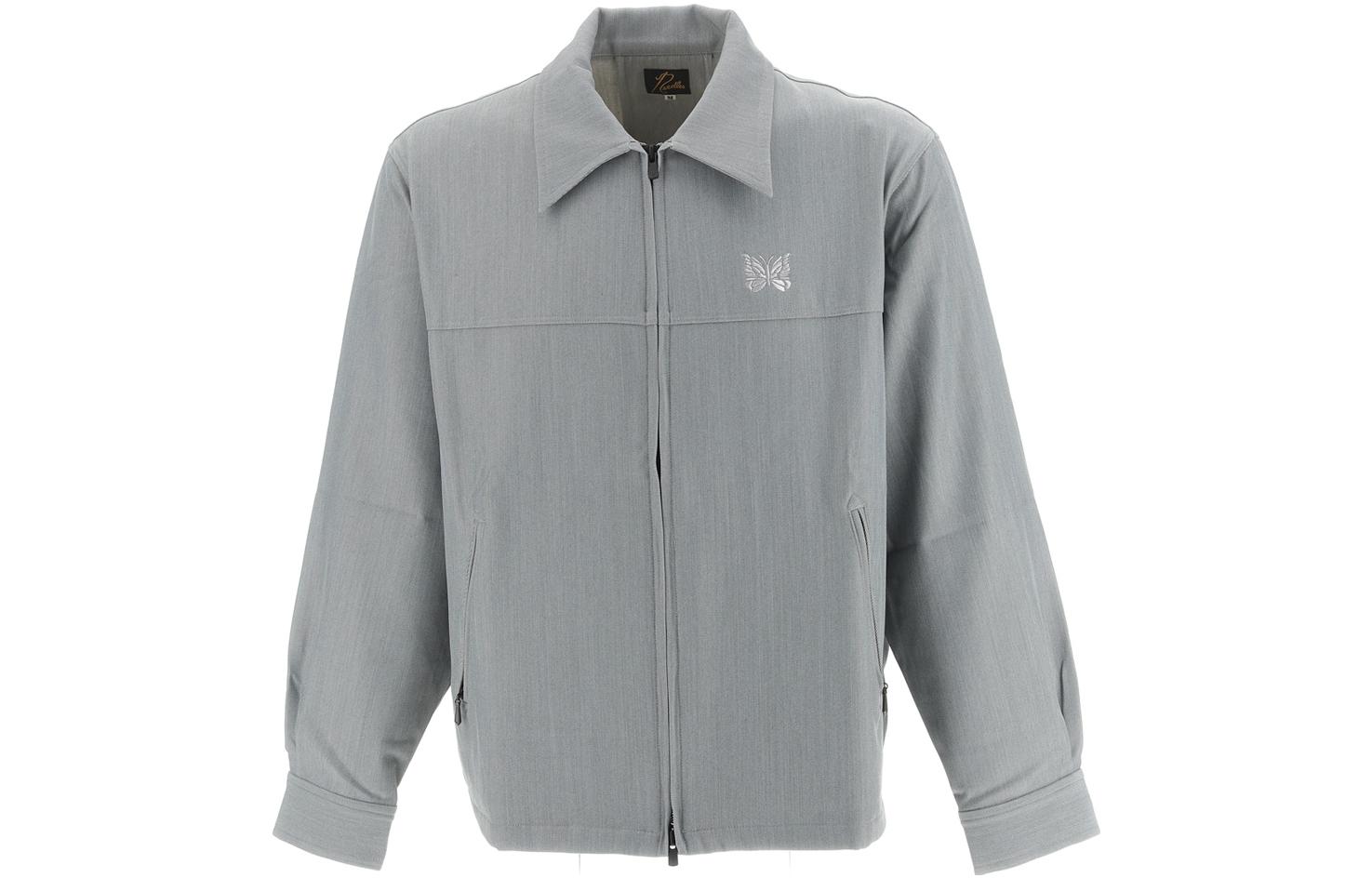 Needles SS23 Butterfly Print Zip-Up Jacket Grey Long Sleeve MR203000GREY