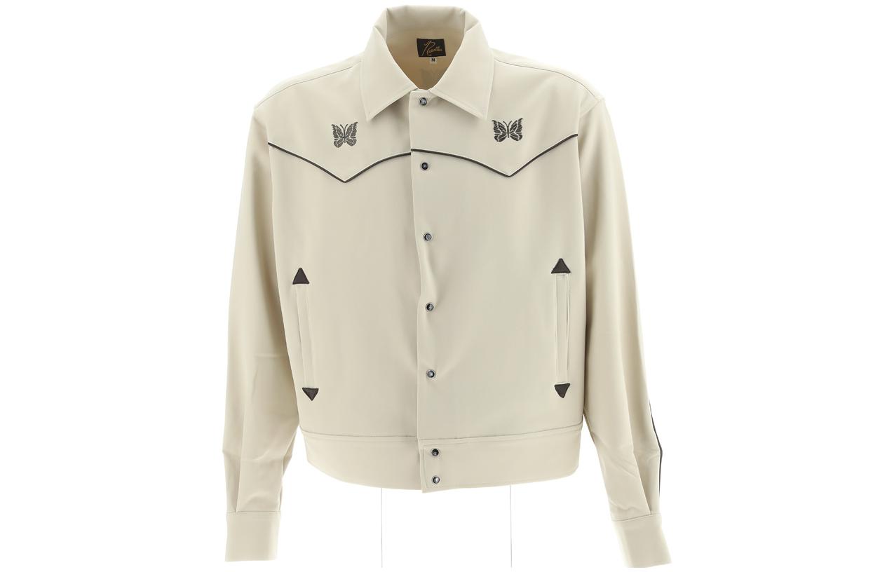 Needles SS23 Cowboy Jacket Butterfly Print Collared Beige Outerwear MR201000BEIGE